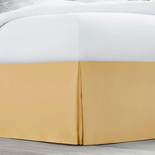 Nestl Gold Bed Skirt King Size - King Bed Skirt 14 Inch Drop - Brushed Microfiber Bed Skirts - Hotel Quality Pleated Bed Skirt - Shrinkage & Fade Resistant