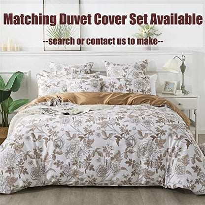 FADFAY Sheets Set Twin XL Vintage White and Brown Floral Bedding Elegant Peony Sheets Shabby Rose Farmhouse Bedding 100% Egyptian Cotton 800 Thread Count Deep Pocket Fitted Sheet 4Pcs, Twin XL Size