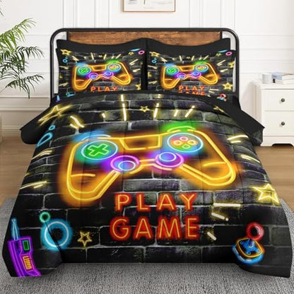 WeCozy 5 Pieces Twin Comforter Set for Boys - Gaming Bedding for Kids