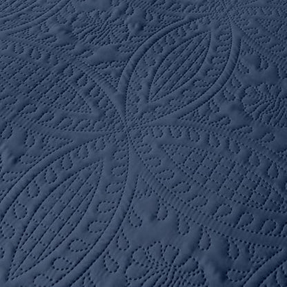 akkialla 118"x106" Navy California King Quilt Set, Oversized Floor-Length Bedspread, Modern Coin Pattern Microfiber Coverlet, 3-Piece All Season Bedding with 2 Pillow Shams