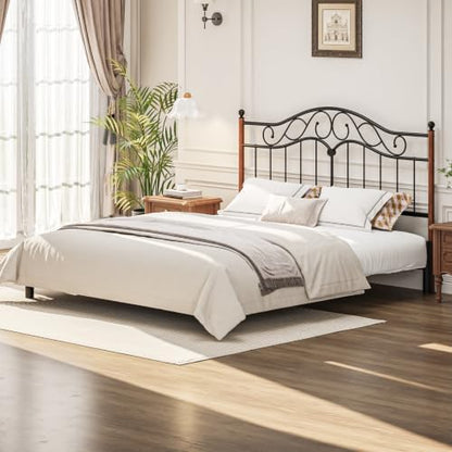 Weehom King Size Headboard Only, Vintage Metal Headboard for King Bed Black