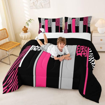 Feelyou Animal Print Ombre Leopard Comforter Set Full Size Kids Boys Girls