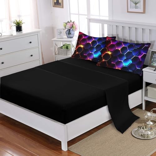 HOSIMA 7Pcs 3D Honeycomb Boys Comforter Set Queen with Bed Sheet Sets.