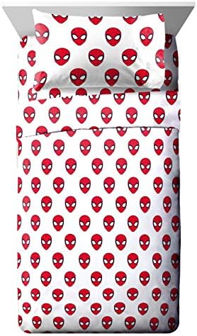 Marvel Spiderman Twin Comforter Set 4 Piece Kids Bedding for Boys, Blue