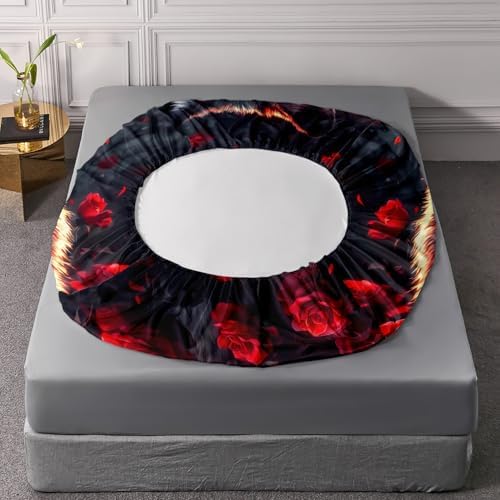 HOSIMA Floral Wolf Bedding Set Twin for Teen,1 Fitted Sheet+2 Pillowcases.
