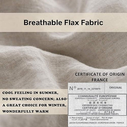Simple&Opulence 100% Linen Duvet Cover Set with Embroidery Border Washed - 3 Pieces (1 Duvet Cover with 2 Pillow Shams) with Button Closure Soft Breathable Farmhouse - Linen, Queen Size