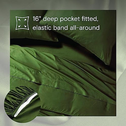 Sijo AiryWeight Tencel Sheet Set, 100% Lyocell Derived from Eucalyptus, Buttery Soft, Architectural Digest Best Cooling Sheets Winner - 3pc - 2 Pillowcases 1 Fitted (Forest, Full)