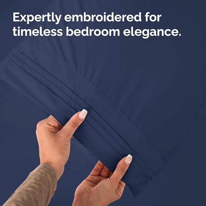 King Standard Pillow Cases Set of 4 - Soft Hotel Quality Pillowcase Covers - Comfy Bedding for Women, Men, Kids & Teens - Machine Washable Pillow Protectors - 4 Piece - King Standard Size Navy Blue