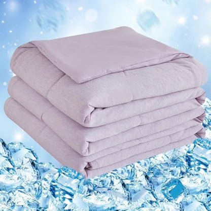 CHOSHOME Cooling Comforter Cooling Blanket, Q-Max 0.45 Cool Sleeping Summer Blanket for Hot Sleeper Night Sweats, King 90" x 108", Purple