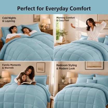 Anluoer King Size Comforter Set, 7 Piece Bed in a Bag King Bedding Sets
