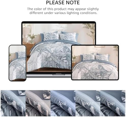 King Size Comforter Set-7 Pieces Blue Jungle Bed in a Bag King Bedding Set