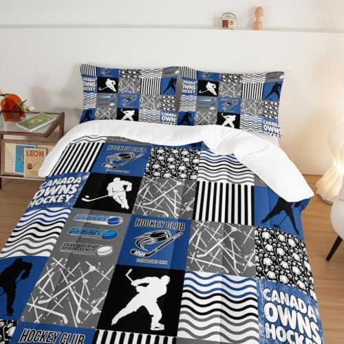 HOSIMA Teens Ice Hockey Comforter Sports Bedding Twin with 2 Pillowcases.
