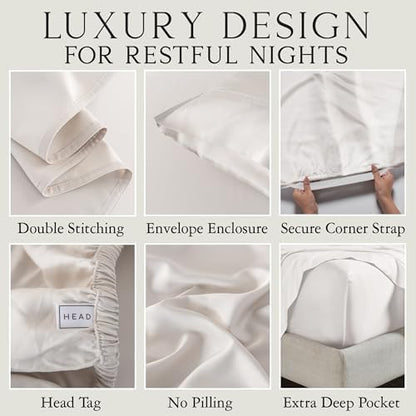 KARISSA MAE Luxury Bamboo Viscose Queen Size Sheet Set