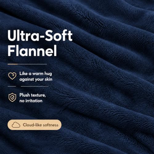 Electric Heated Blanket 62"x84" Twin Size, Navy Blue