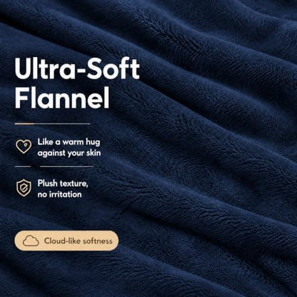 Electric Heated Blanket 62"x84" Twin Size, Navy Blue
