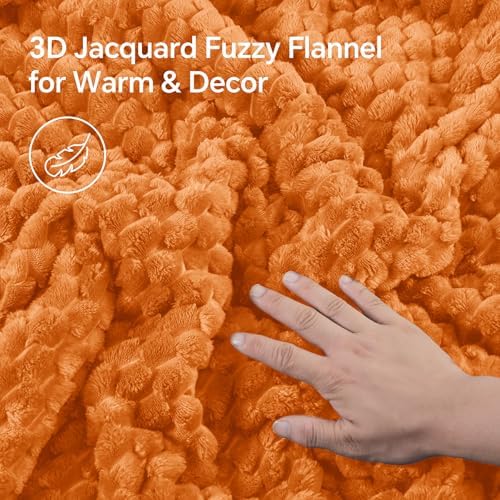 BEDELITE Fluffy Full Comforter Set, Burnt Orange Fleece Bed Set 3 Pieces