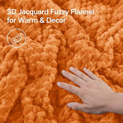 BEDELITE Fluffy King Comforter Set, Burnt Orange Fleece Bed Set 3 Pieces