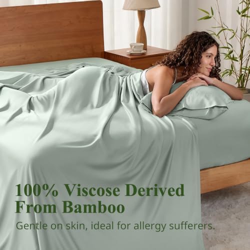 Bamboo Viscose Sheet Set Twin Size, Cooling Sheets Bed Set 3pcs