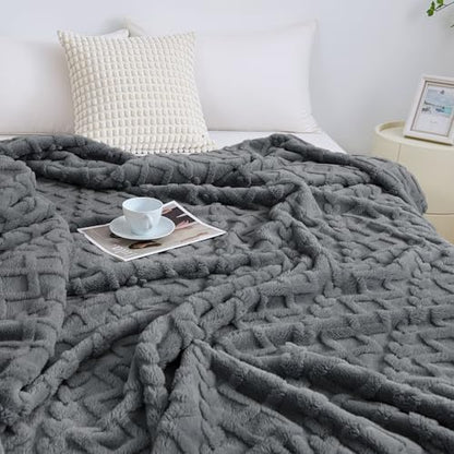 Aganear Fleece Throw Blanket for Bed Couch 90"x108" Grey