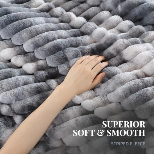 Smoofy Fluffy Queen Size Comforter 3 PCS - Tie Dye Black Fleece Bedding Set