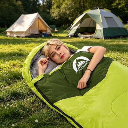 SWTMERRY Sleeping Bag 3 Seasons (Summer, Spring, Fall) Warm & Cool Weather - Lightweight,Waterproof Indoor & Outdoor Use for Kids, Teens & Adults for Hiking and Camping