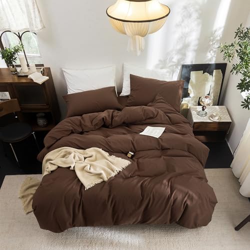 FOSSA Duvet Cover Set 100% Washed Cotton Linen Feel Super King Plus