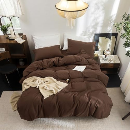 FOSSA Duvet Cover Set 100% Washed Cotton Linen Feel King