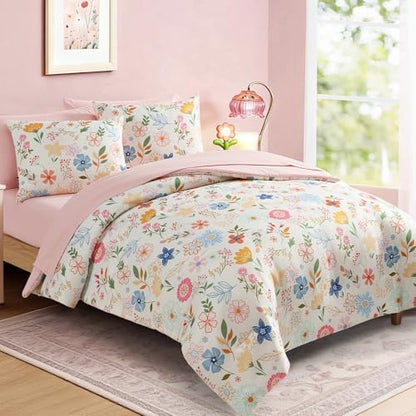 Full Size Comforter Sets for Girls - 7 Pieces Floral Full Size Bedding Sets