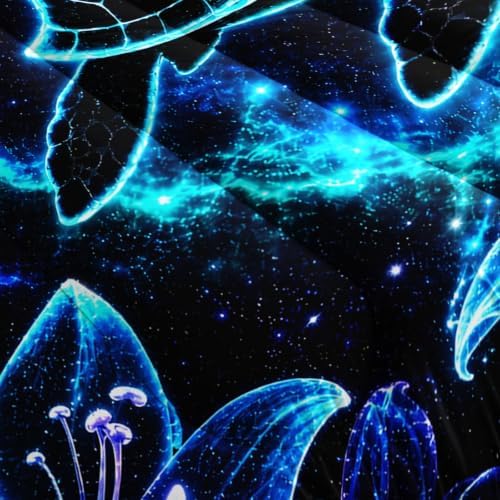 HOSIMA Neon Galaxy Sea Turtle Comforter Twin for Boys with 2 Pillowcases.