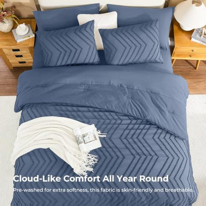 Litanika Super King Comforter Set with Sheets, 7 Pieces Boho Bed Set