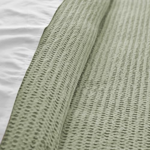 Levtex Home Cloud Waffle Full/Queen Comforter Set (90x94in) with 2 Pillow Shams (26x20in) - Solid Waffle Cotton Texture - Desert Sage - Cotton Full/Queen Size Comforter Set - Soft, Pre-Washed