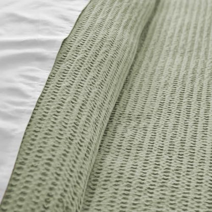 Levtex Home Cloud Waffle Full/Queen Comforter Set (90x94in) with 2 Pillow Shams (26x20in) - Solid Waffle Cotton Texture - Desert Sage - Cotton Full/Queen Size Comforter Set - Soft, Pre-Washed