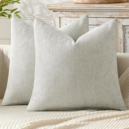 MIULEE Decorative Couch Throw Pillow Covers 18x18 Inch Grey-White 2 Pack