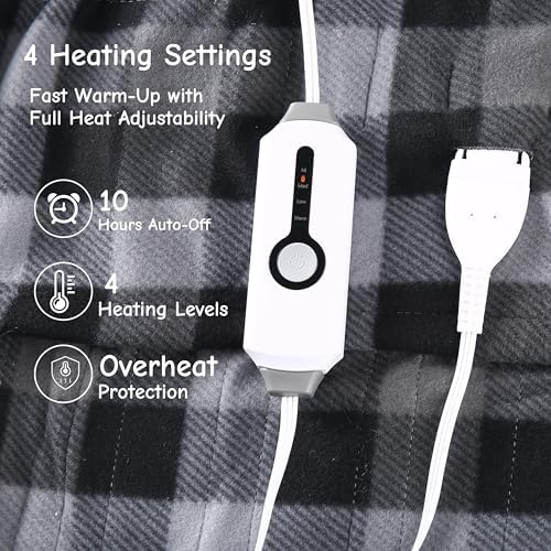 Soypipo Electric Heated Blanket 72"x84", 4 Heat Settings 10-Hour Auto-Off