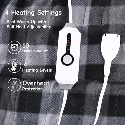 Soypipo Electric Heated Blanket 72"x84", 4 Heat Settings 10-Hour Auto-Off