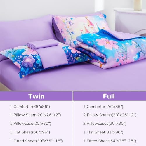 Viviland Kids Bedding Set Full Size Comforter Sets, Bed in Castle Spirit Cover Set for Children