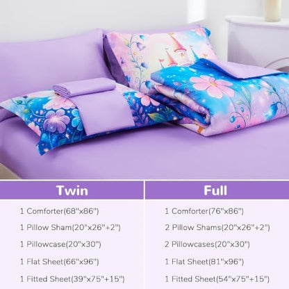 Viviland Kids Bedding Set Full Size Comforter Sets, Bed in Castle Spirit Cover Set for Children