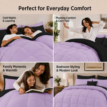 Anluoer Queen Comforter Set 7 Piece, Soft Bed in a Bag Queen Bedding Sets