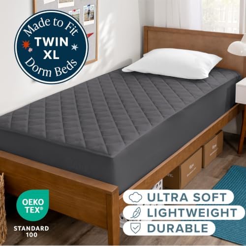 Bare Home Quilted Fitted Mattress Pad (Twin, Grey)