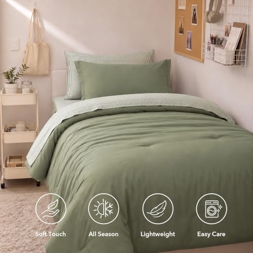 Monbix Twin XL Comforter Set - 5 Pieces Soft Bed in a Bag Twin Bedding Sets