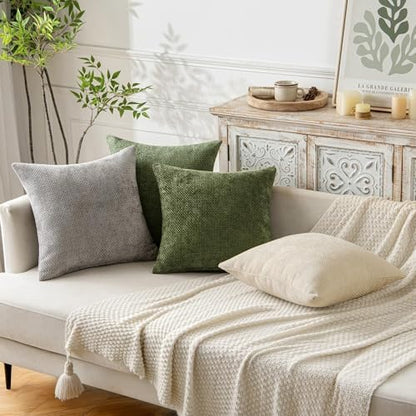 MIULEE Decorative Couch Throw Pillow Covers 18x18 Inch Olive 2 Pack