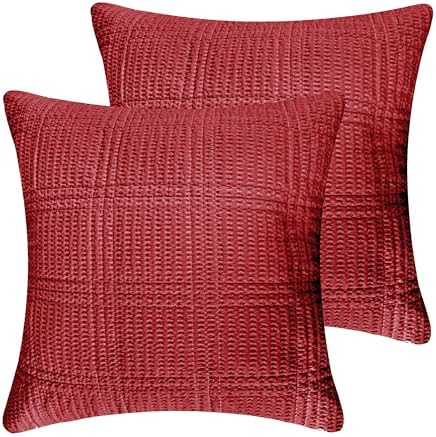 Levtex Home - Cloud Waffle - Quilted Euro Sham Set of 2 - Waffle Weave - Red - (26x26in.), No Insert - Cotton
