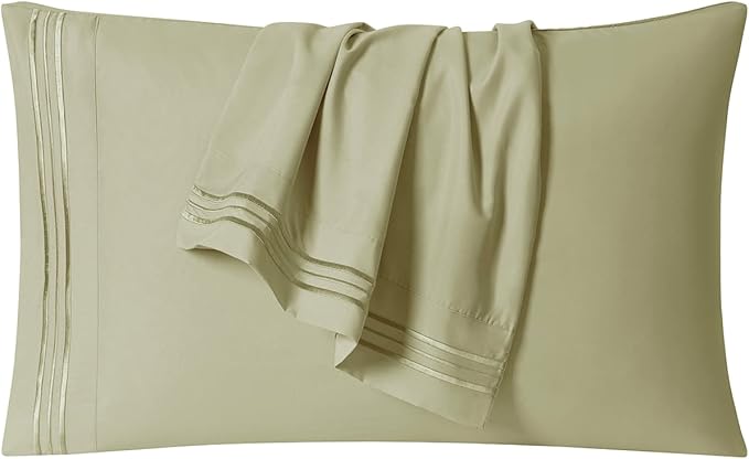 Clara Clark Bed Sheets, Premier 1800 Series 4 Piece Bed Sheet Set, Deep Pocket, Wrinkle, Fade, Stain Resistant, Luxury Soft Bedding Sheets & Pillowcases, Twin-XL, Sage Green