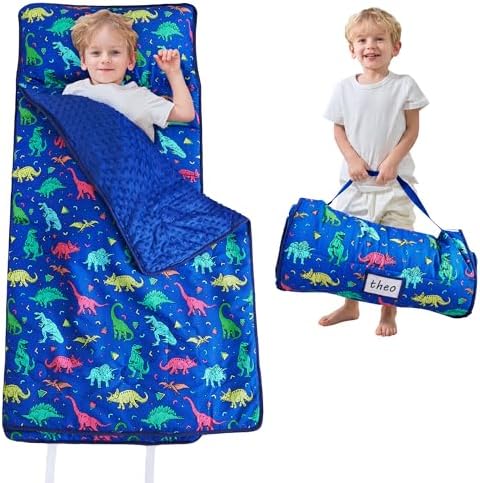 Lasoftan Toddler Nap Mat with Pillow and Blanket, Extra Large Rolled Napping Mats,Slumber Bags for Boys Girls,Kids Sleeping Bag for Daycare, Preschool Travel Camping