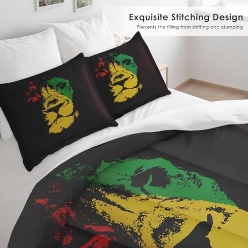 Pamnest Full Comforter Set, 3 Pieces Lion African Bedding, All Season