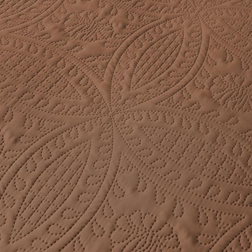 akkialla 118"x106" Brown California King Quilt Set, Oversized Floor-Length Bedspread, Modern Coin Pattern Microfiber Coverlet, 3-Piece All Season Bedding with 2 Pillow Shams