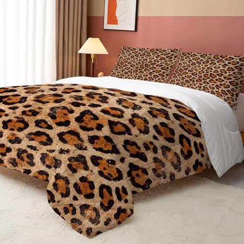 Brown Cheetah Bedding King Leopard Print Comforter for Girls