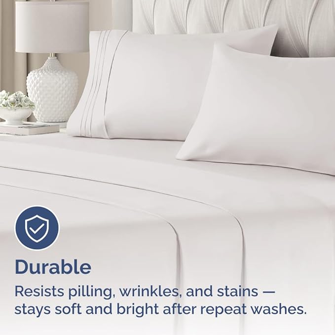 King Pillow Cases Set of 4 - Ultra Soft Hotel Quality Pillowcase Covers - Comfy, Cozy & Wrinkle Free - Shrinkage, Stain & Fade Resistant - Machine Washable Pillow Protectors - 4 Piece Set - Light Grey