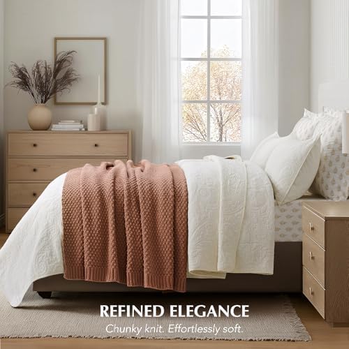 EVERGRACEHOME Chunky Chenille Knit Throw Blanket, 60 x 80, Terracotta Clay