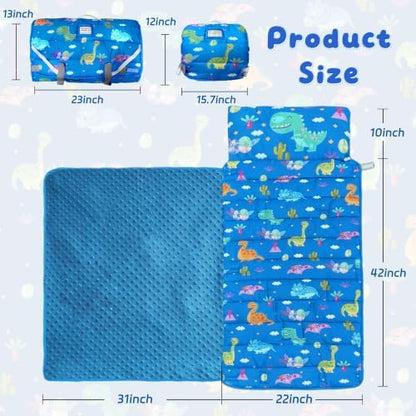Toddler Nap Mat with Removable Pillow & Blanket Roll Up Storage Kids Sleeping Bag Soft and Comfortable Toddler Sleeping Bags for Travel Camping Daycare Preschool